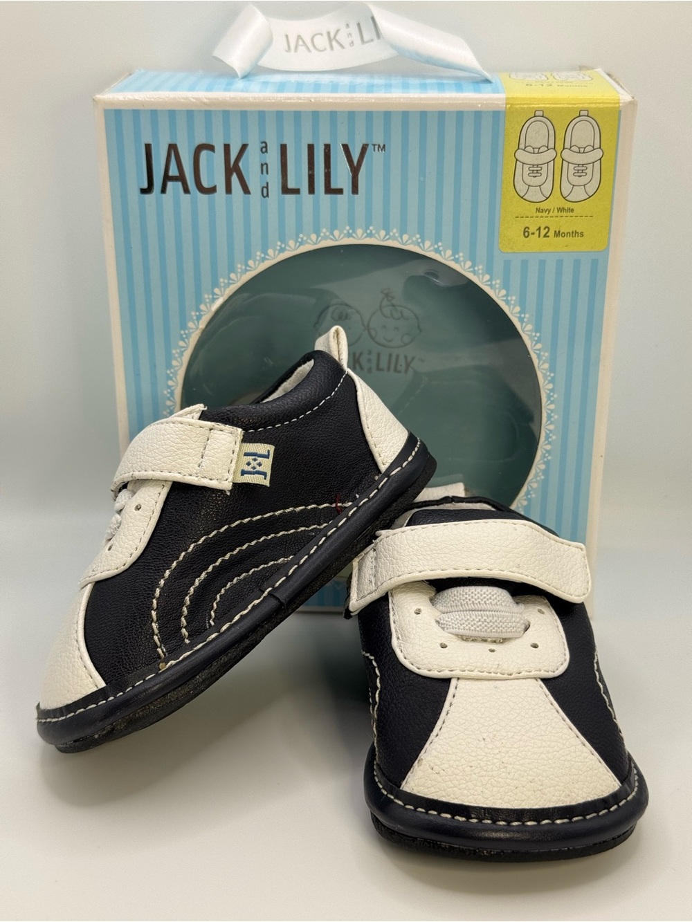 Jack And Lily Navy and White Infant Shoes Size: 6-12M With Original Box